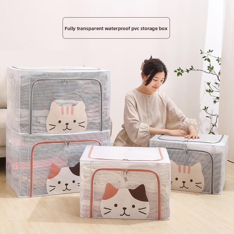 Transparent Storage Box Foldable Large Capacity Clothes Organizer For Bedroom And Closet