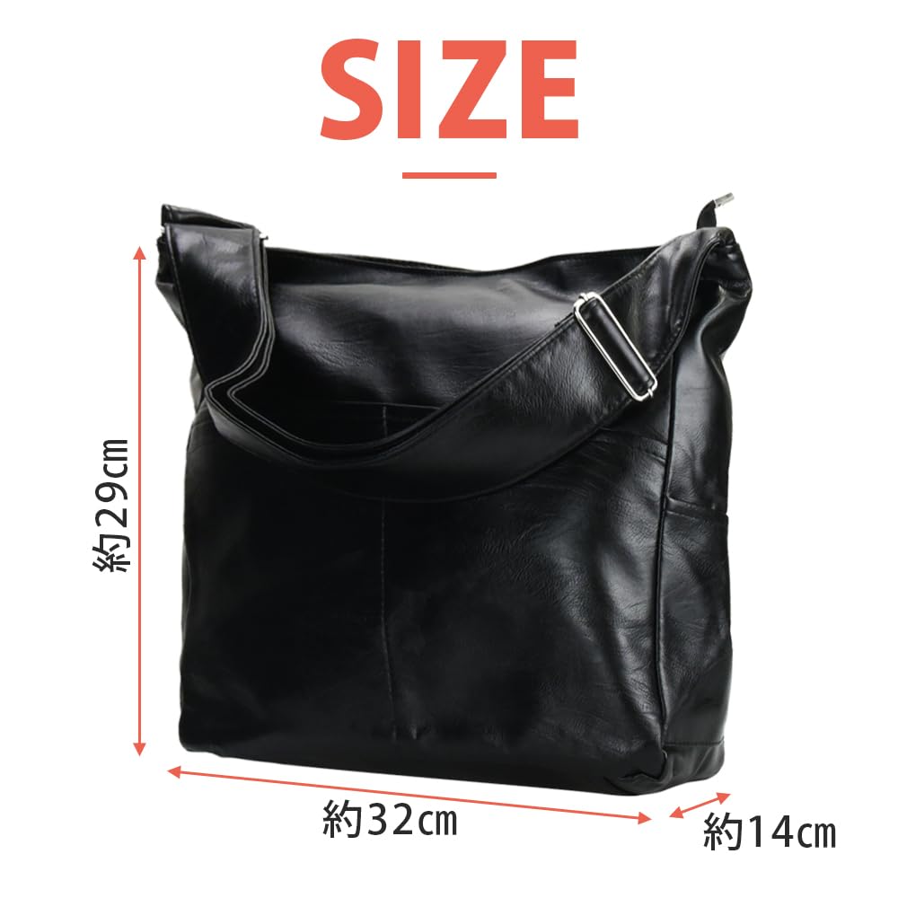 Women's Crossbody Shoulder Bag, Large Capacity, Perfect for Commuting, School, and Travel, Adjustable Strap Length, PU Leather (Black)