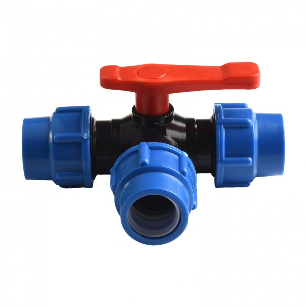 Ball Valve 20/25/32/40/50mm 20mm-50mm 3-Way Ball Valve Black+Blue