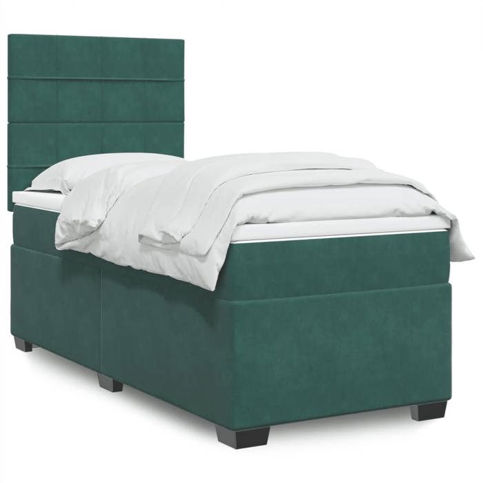 VidaXL Sommier à lattes de lit avec matelas Vert foncé 90x200 cm, lit, lit à plate-forme, lit à panneaux, meuble de chambre 3293113