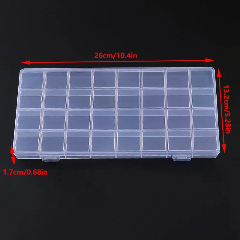 Case 32 Grid Compartment Plastic Transparent Storage Box Jewelry Earring Bead Screw Holder Display Organizer Container
