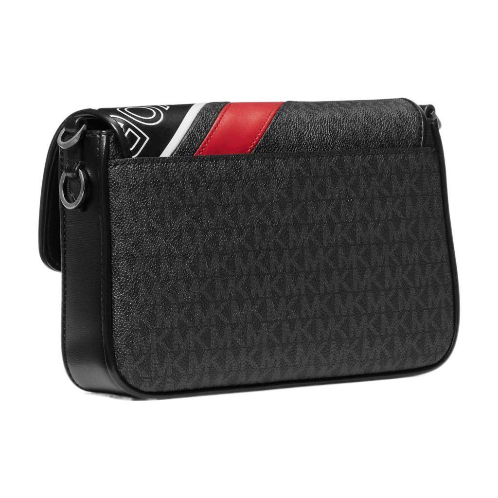 Michael Kors MK Bradshaw Letter Logo Print Color Block Striped Fashion Casual Travel Coated Canvas Crossbody Bag Medium 30H1U2BM2B-987