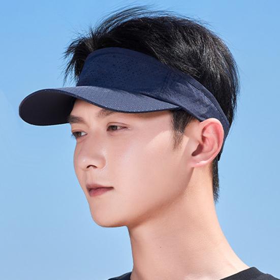 Men Summer Hat Empty Top Hollow Out Mesh Long Brim Sunscreen Anti-UV Face Protection Lightweight Tennis Jogging Peaked Cap