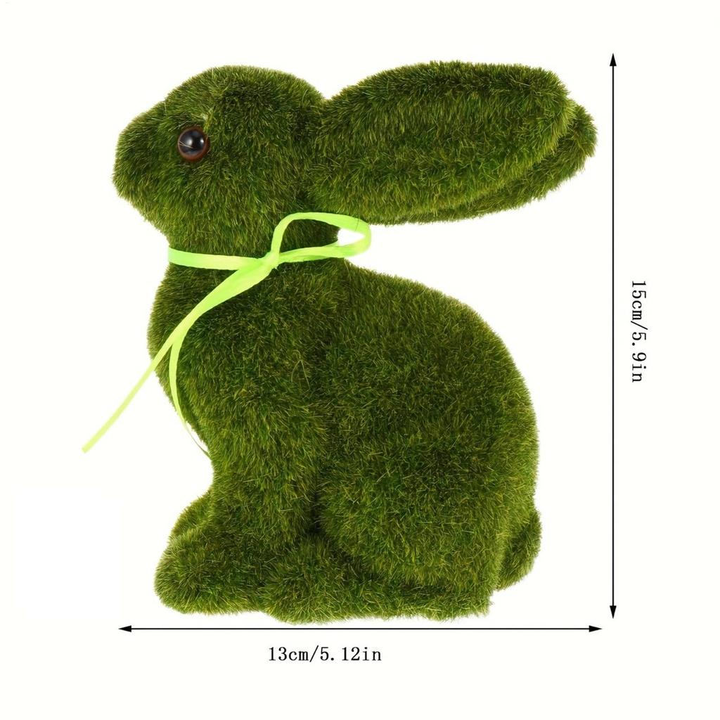 Easter Moss Bunny Tabletop Sculpture Ornament Easter Decoration Bunny Statue Holiday Animal Statue for Spring Easter Home Table