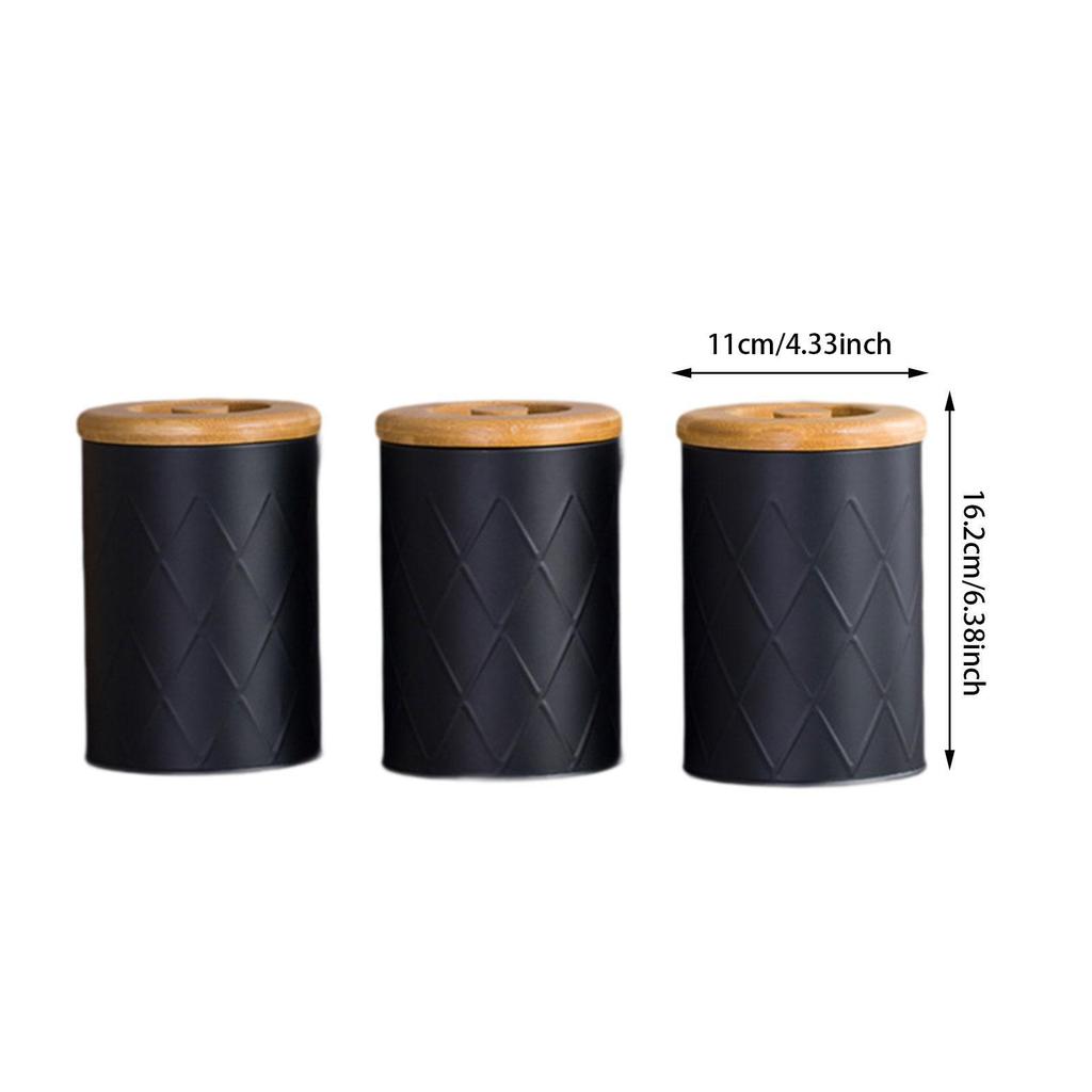 Kitchen Canister Set Tea Coffee Sugar Container Set with Bamboo Lids Food Storage Canisters for Counter for Tea Candy Coffee