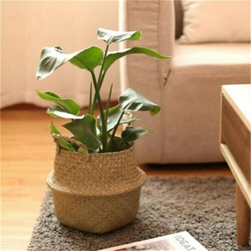 Flowerpot Basket Seaweed Natural Color Middle Diameter 11cm Flower Basket Storage Basket Dirty