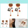 Fashionable Halloween Pumpkin And Skull Earrings With Eye-catching Zircon Details For Ladies