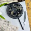 Semi-Transparent Embroidery Round Fan Chinese Style Vintage Hand Fan Dance Fan  Wedding