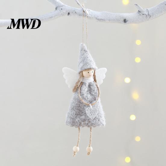 Pastel Christmas Gift Box Toppers Angel Doll Decoration, Plush Fairy Girl Pendant, Tree Hanging Fabric for Party Ornament Winter Holiday New Year Home