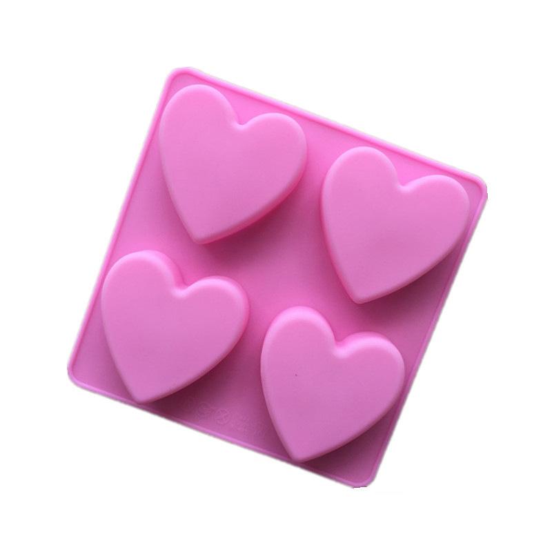 4 Löcher Herzförmige Silikon Kuchenform DIY Schokoladenform Handgemachte Seifenform Großhandel Kuchen Dekorationszubehör