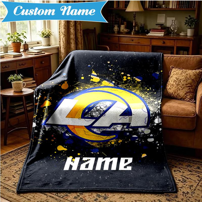 Custom Name Los Angeles Team Spirit Blanket Lightweight Ideal Bedding Blanket Perfect for Travel, Camping, Living Rooms, Sofas, Christmas Gift