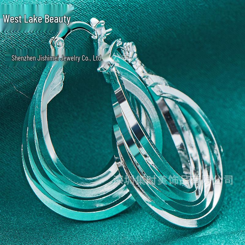 Silberne unregelmäßige Mehrfach-Reifen Ohrklemmen für Frauen von West Lake Beauty Schmuck