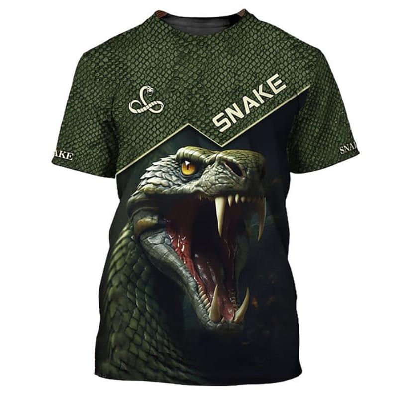 Summer Women's T-shirt Snake 3D Pattern Print Outdoor Female Casual Round Neck Short Sleeve T Shirts Oversize Clothing