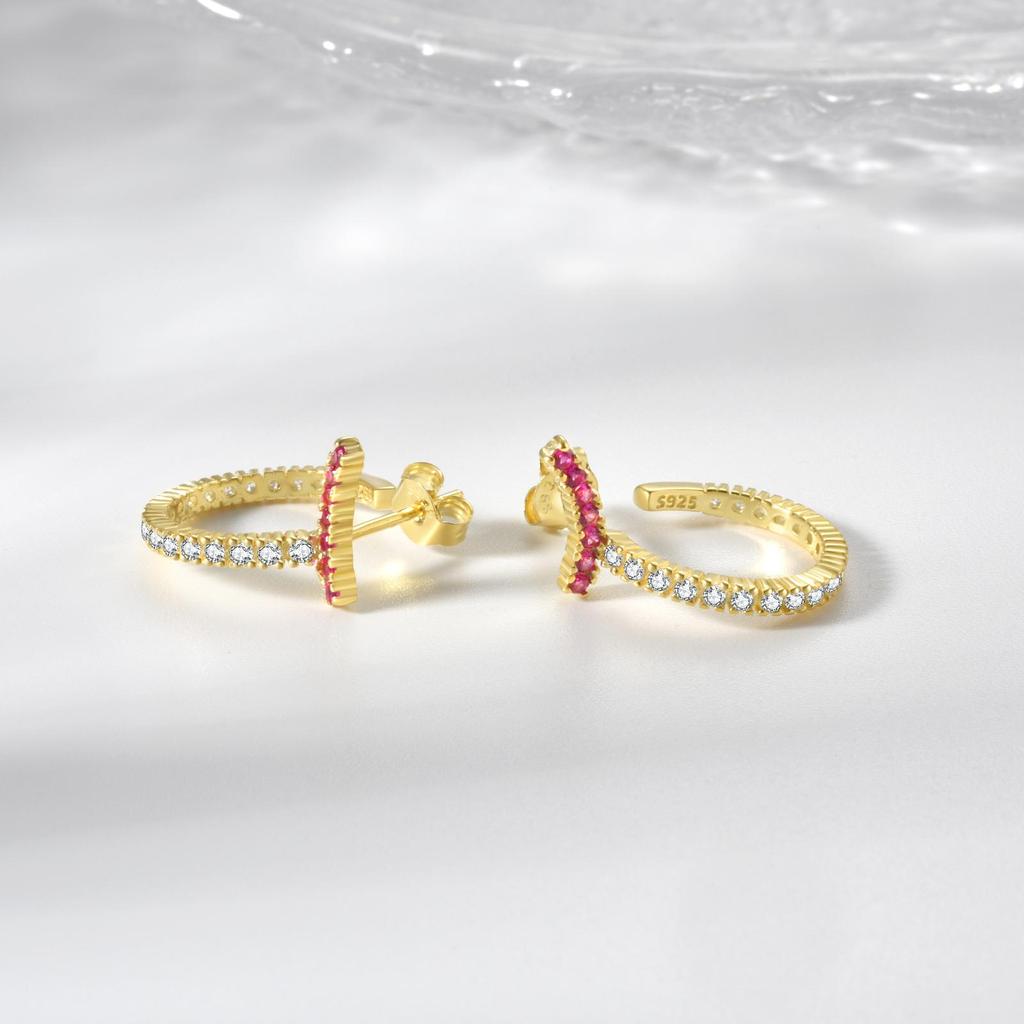 ANDYWEN 100% 925 Sterling Silber Gold Rock Punk Huggies Hoop Ohrring Rose Zirkon Kristall Edlen Schmuck