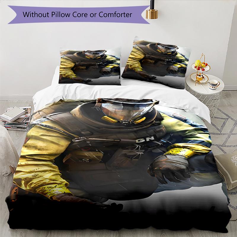 3pcs Rainbow Six Siege Bedding Set Duvet Cover Closure Includes 1 Duvet Cover & 2 Pillowcases, Soft and Comfortable for All Seasons.