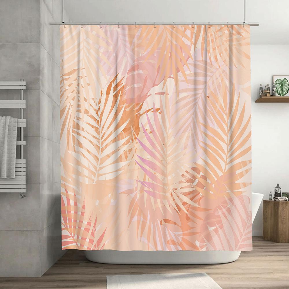 Morbida Elegante Tenda da Doccia con Stampa Palma Pesca Set Arredo Bagno per Casa Bagno