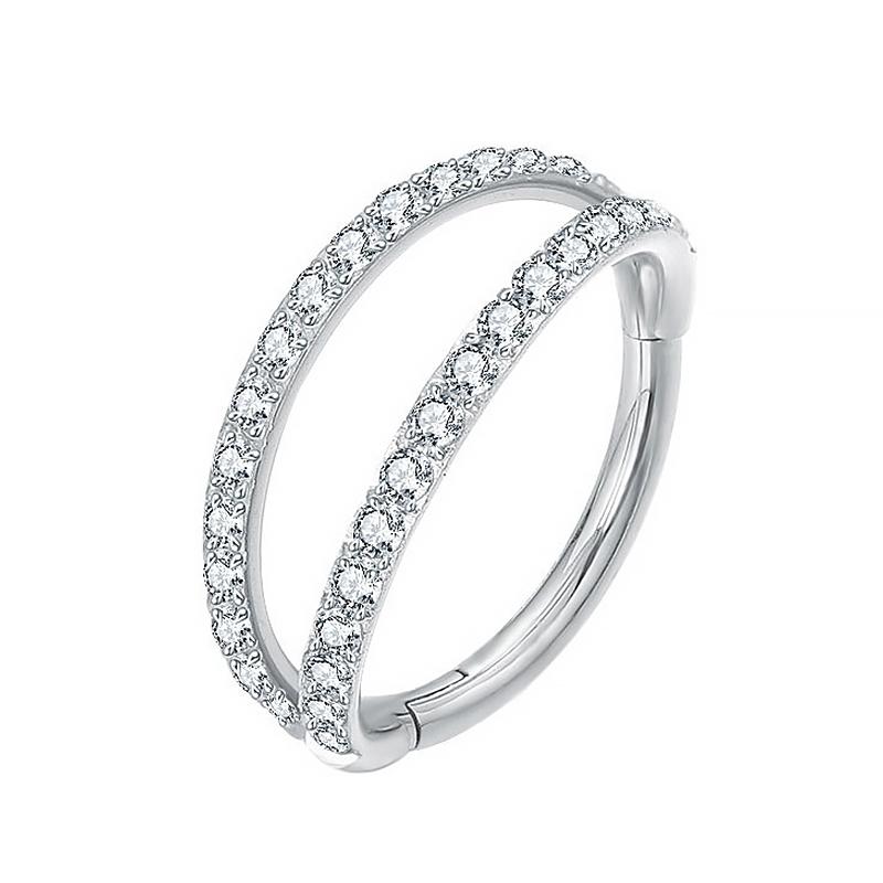 Stainless Stee Piercing Hinged Segment Hoops CZ Stone Nose Rings Ear Cartilage Tragus Helix Earrings Piercing Body Jewelry