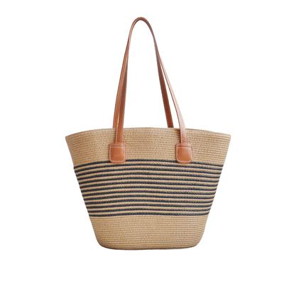 NICOLE & DORIS Women's Tote Bag, Large Capacity, Woven Bag, Can Be Carried by Hand or Over the Shoulder, Cute Bucket Bag, Stylish Striped Design,