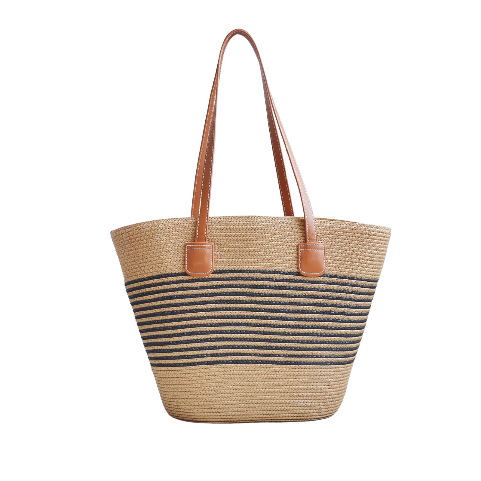 

NICOLE & DORIS Women s Tote Bag, Large Capacity, Woven Bag, Can Be Carried by Hand or Over the Shoulder, Cute Bucket Bag, Stylish Striped Design,