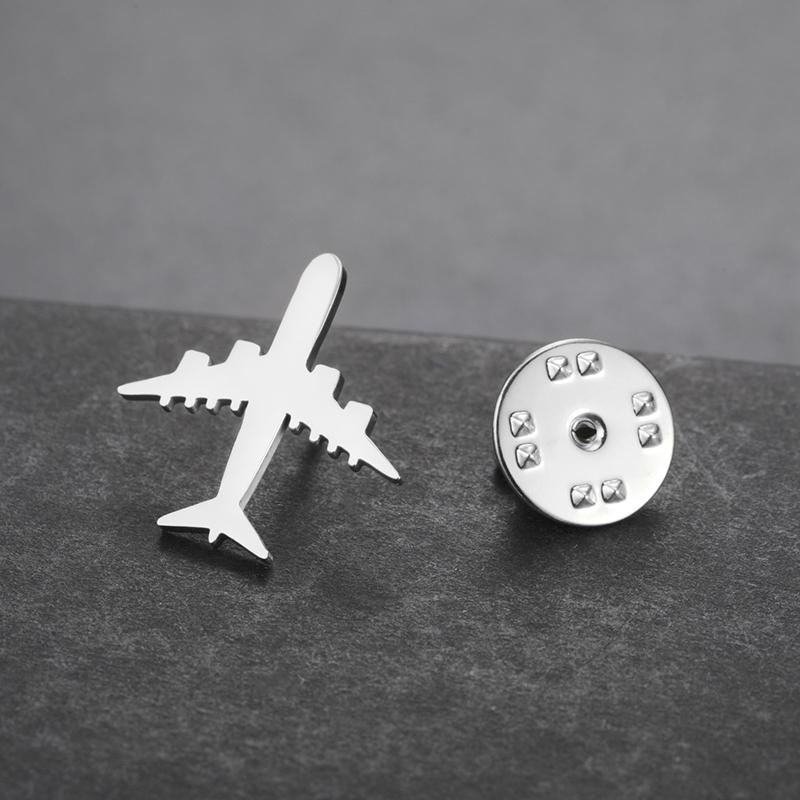 Trendy Plane Lapel Pins Brooch For Women Men Stainless Steel Suit Collar Badges Jewelry 2026 Gifts Accessories