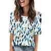 Shirts For Women Trendy Round Neck Button T Shirts Printed  Blouse Half Sleeve Tops For Women