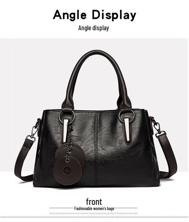2025 Fashionable Women's Cowhide Shoulder Crossbody Bag – Versatile, Large Capacity, Three-Layer Design for Moms