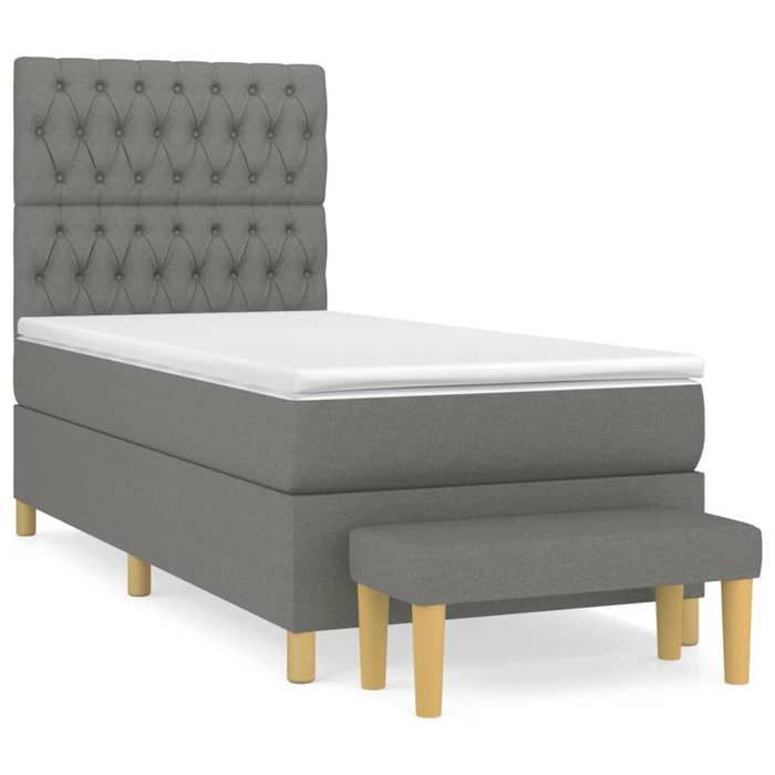 Maison Exclusive - Sommier à lattes de lit avec matelas Gris foncé 90x200 cm Tissu