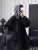 Men's British Style Hooded Wool Trench Coat, Mid-Length, Thick Cotton, Over-the-Knee Winter Jacket
