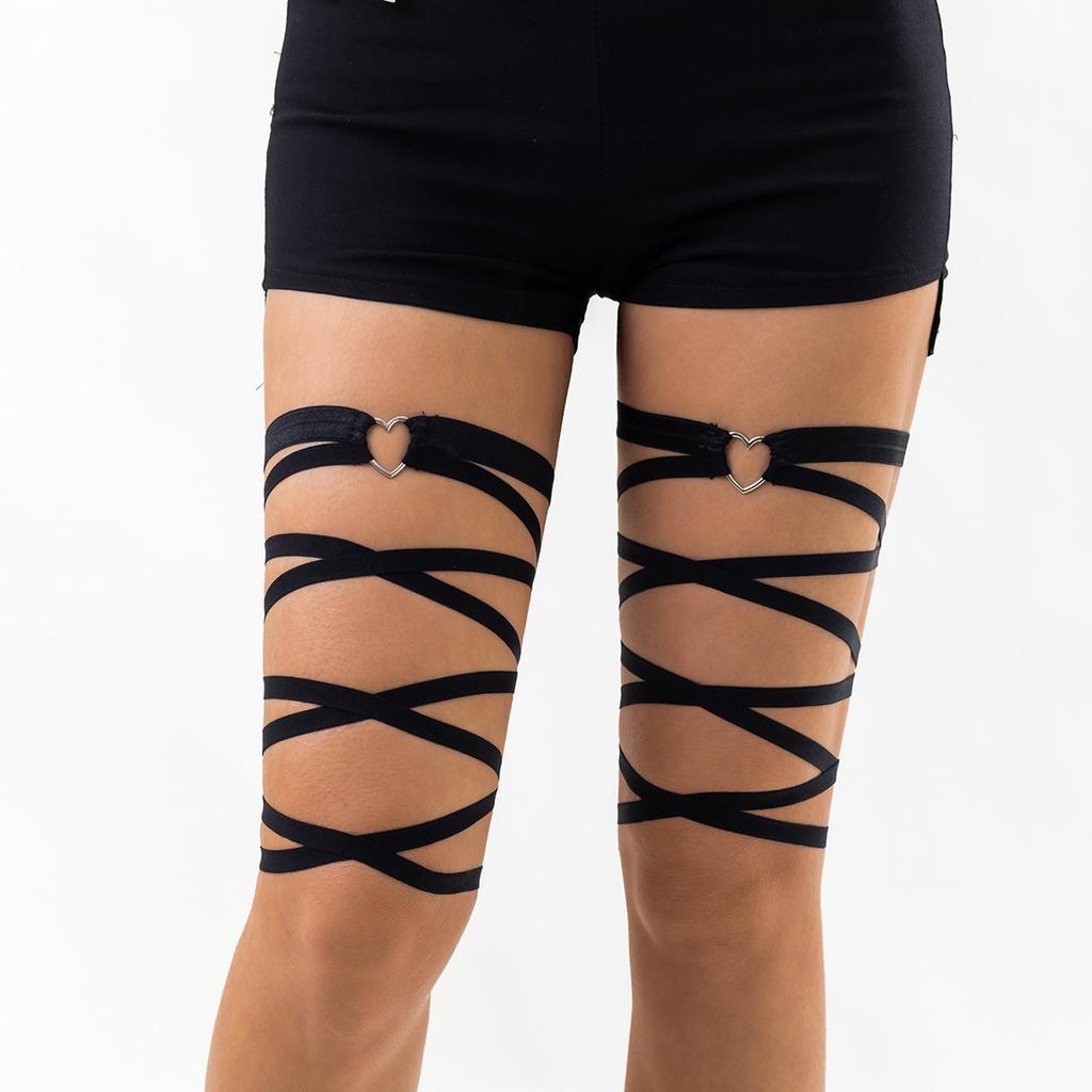 Sexy Harajuku Leg Chain Black Elastic Strap Leg Ring Personalized Multi-Layer Jk Leg Chain Female