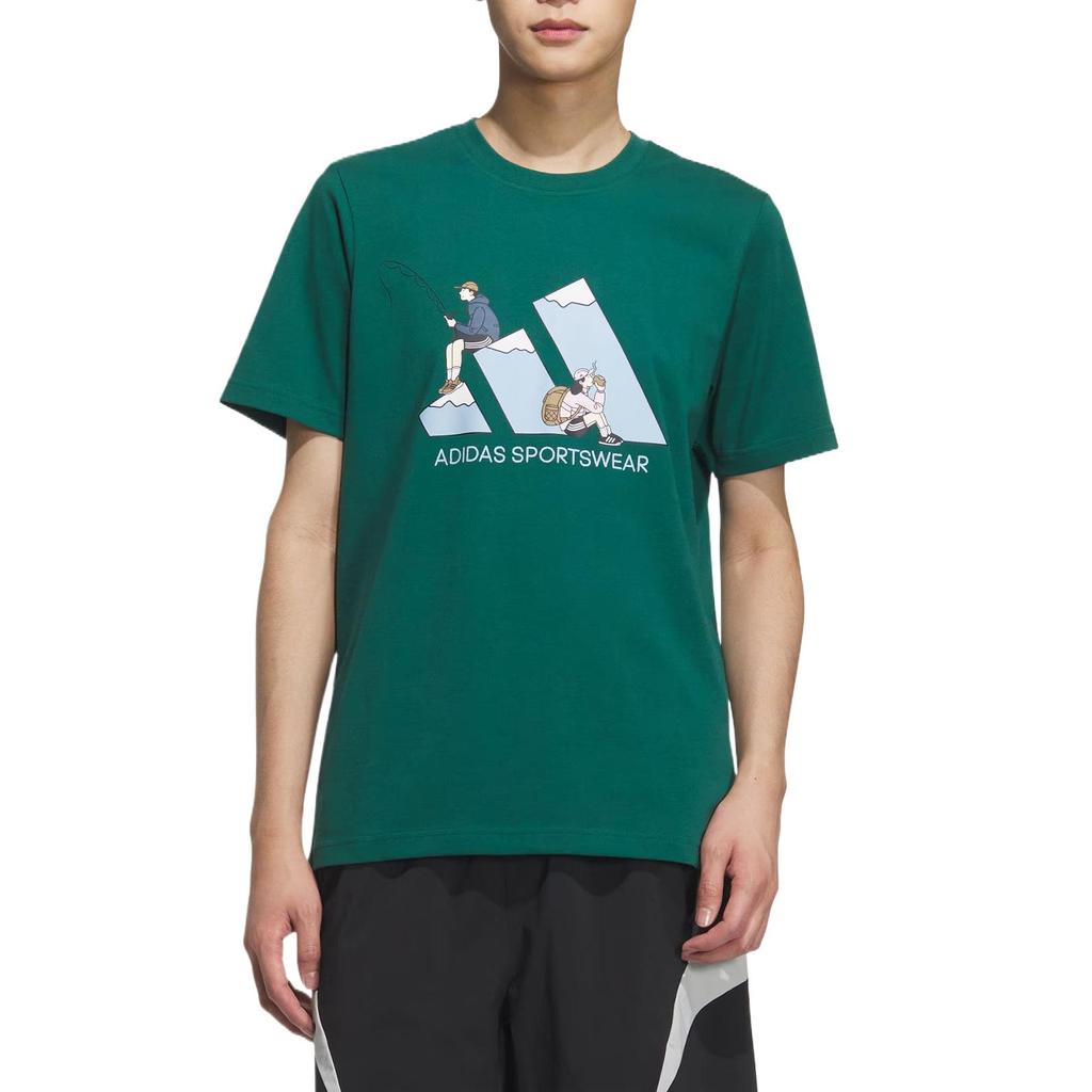 Adidas GRAPHIC SHORT SLEEVE T SHIRT T Shirt Unisex Forest Green KB7750