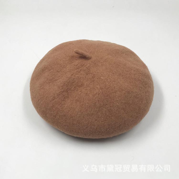Autumn and winter versatile wool hat beret women's pumpkin hat retro woolen painter hat bud hat tide