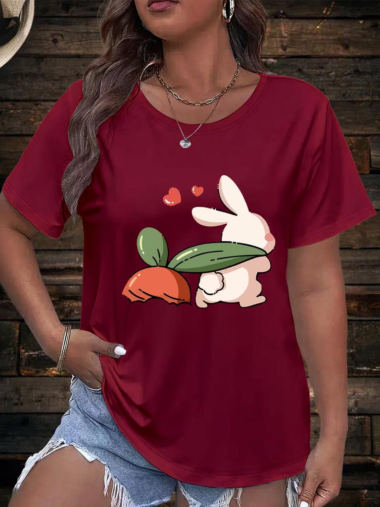 Fashionable Ladies round Neck Short Sleeve Pattern Print T-Shirt Stylish Casual Top for Women