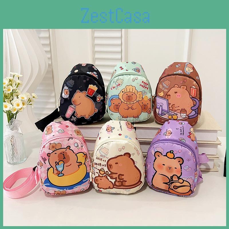 Capybara Cute Cartoon Children Shoulder Bag Durable Polyester Lining Activities