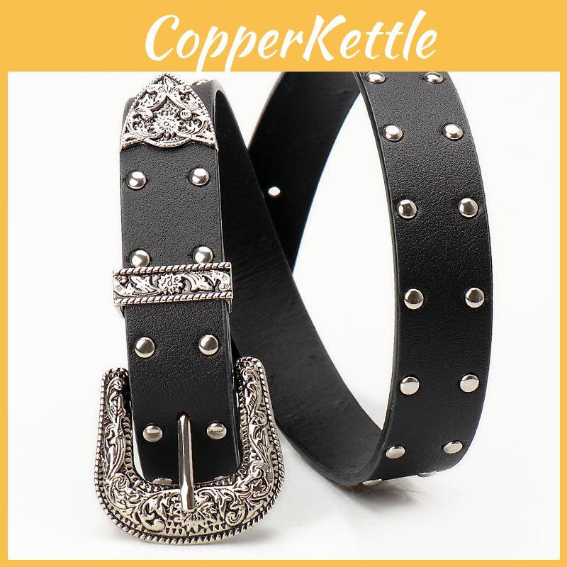 Y2k Fashion Belt For Women With Punk Rivets And Antique Finish For Casual And Art Style Looks