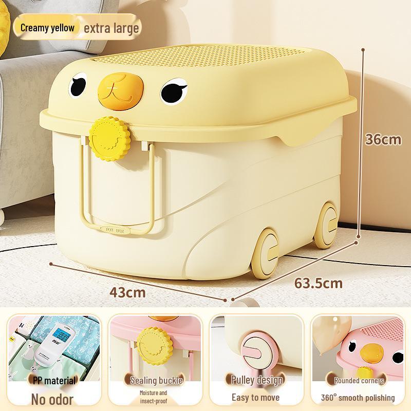Kids' Large Capacity Plastic Storage Box for Toys, Snacks & Clothes