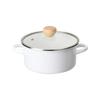 Pearl Metal 18cm Enamel Casserole Pot with Glass Lid, IH Compatible, White, Amulet HB-4889