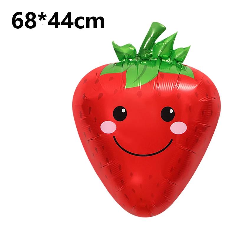 1pcs Sweet Strawberry Aluminum Film Balloon for Children's Birthday, Hawaiian Party Decoration, Fruit Shaped Foil Balloons