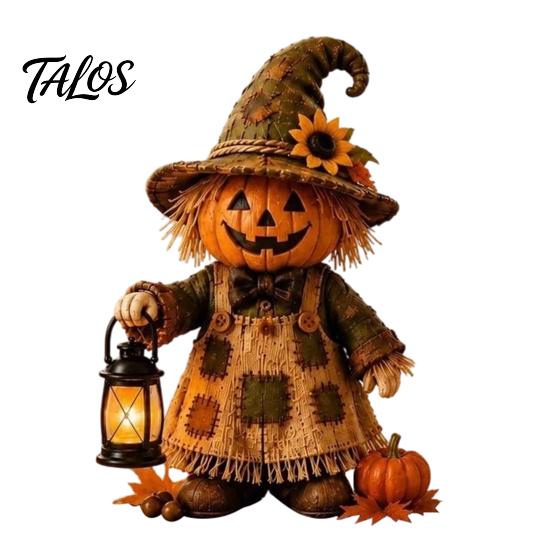 Vintage Tabletop Centerpieces Wooden Halloween Figurine with Lantern, Pumpkin Scarecrow Skeleton Mummy Ghost Witch Indoor Holiday Party Supplies