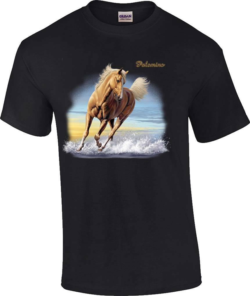 Cowboy Cowgirl Beautiful Palomino Horse T-Shirt S