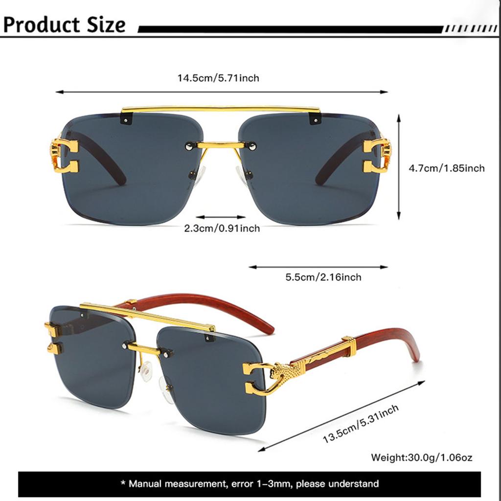 New Leopard-head Sunglasses with Wood Grain Sunglasses  for Women Sunglasses  Men, Double-beam Trimming Sunglasses for Sun Protection.