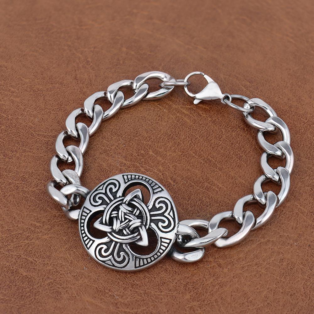Vintage Design Stainless Steel Witch Knot Chain Bracelets Fashion Charm Vikings Celtic Knot Bracelet Popular Male Party Jewelry