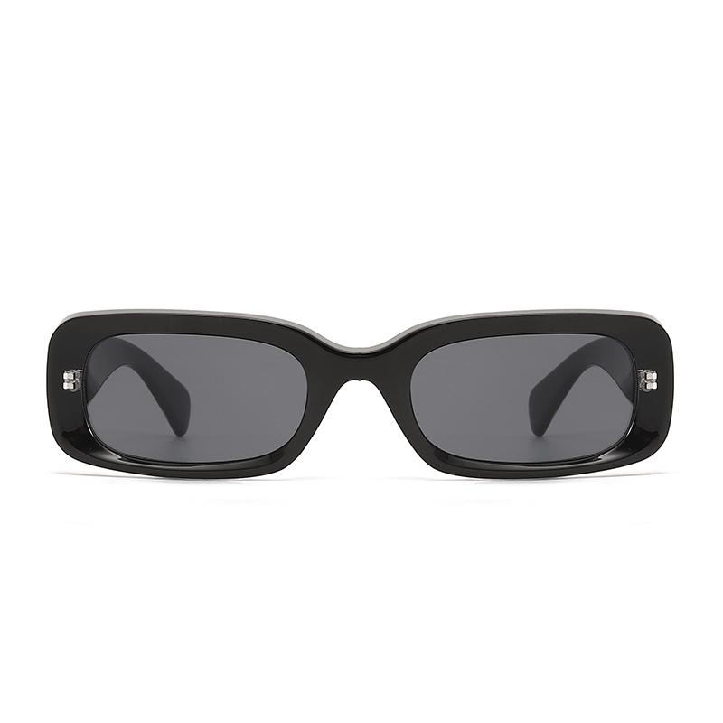 Retro square small frame black sunglasses UV protection lightweight stylish outdoor daily all-match unisex glasses
