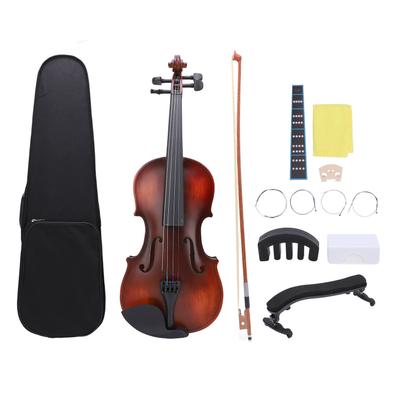 34 Violin Set for Beginner Vintage Matte Wooden Violin Kit with Storage Case Bow Shoulder Rest and