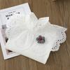 Girls' Spring/Fall Collared Shirt, Larger Sizes, Lace-Trimmed Top