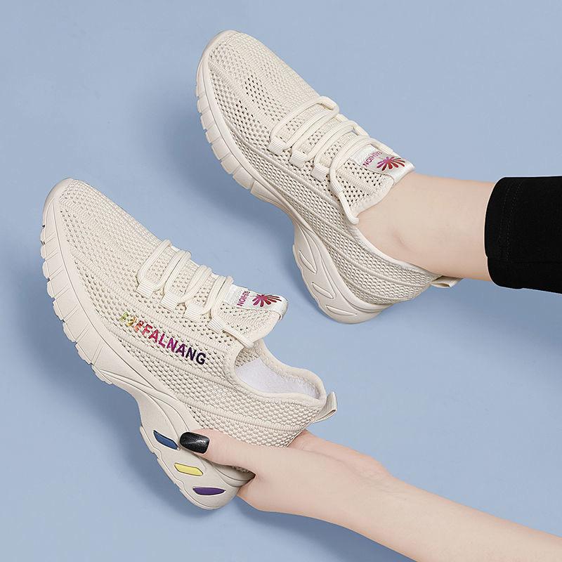 Summer mesh breathable women's shoes lightweight casual sports shoes women's beige black shoes women's hair