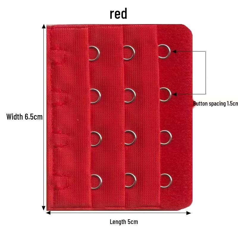 Kompaktní prodlužovač podprsenky: 4 řady, rozteč háčků 1,5 cm, 6,5 cm široké háčky z nerezové oceli