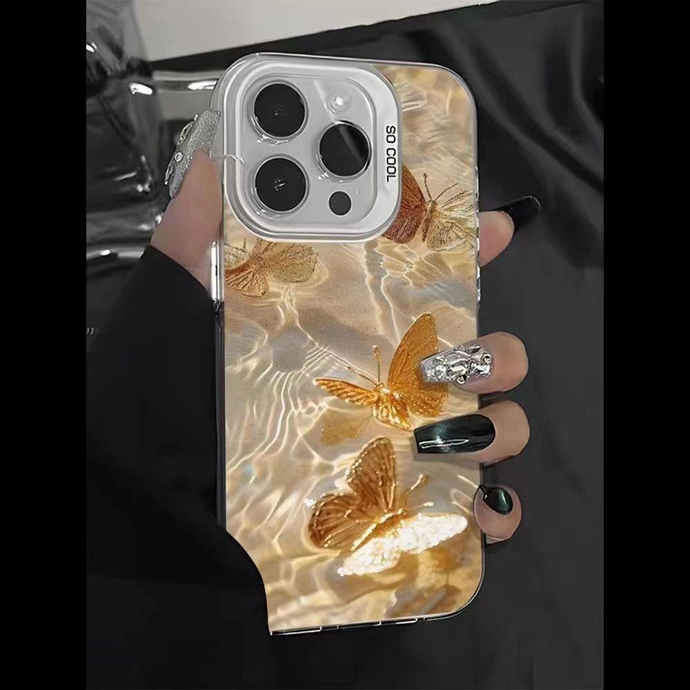 Golden Butterfly Apple 15 Pro Max Phone Case 12/13/11 Trendy XR/14 Pro Full Coverage 12 Pro Hot Item