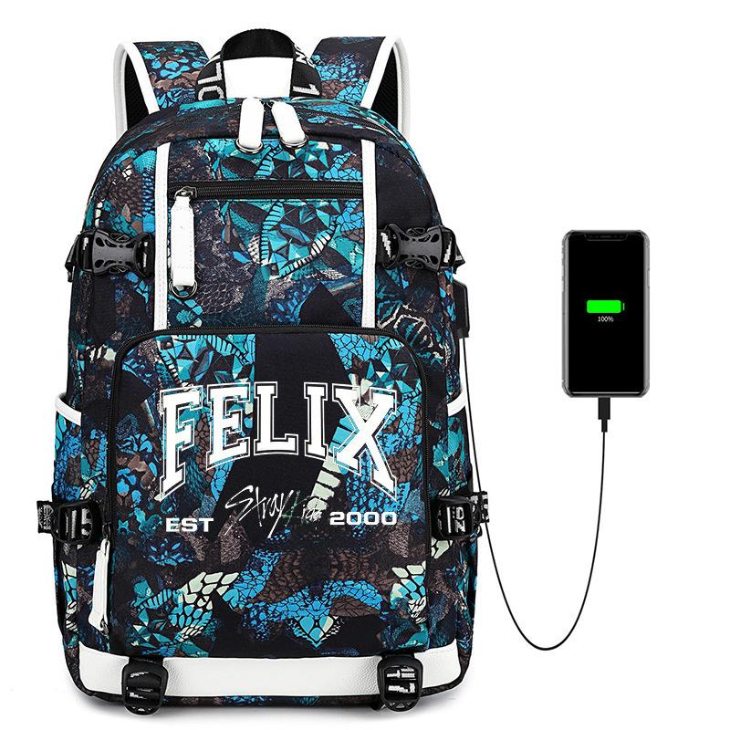 Straykids Boys High Quality Ins Wind Middle School Student Campus School Bag Starry Sky Waterproof Backpack 0516