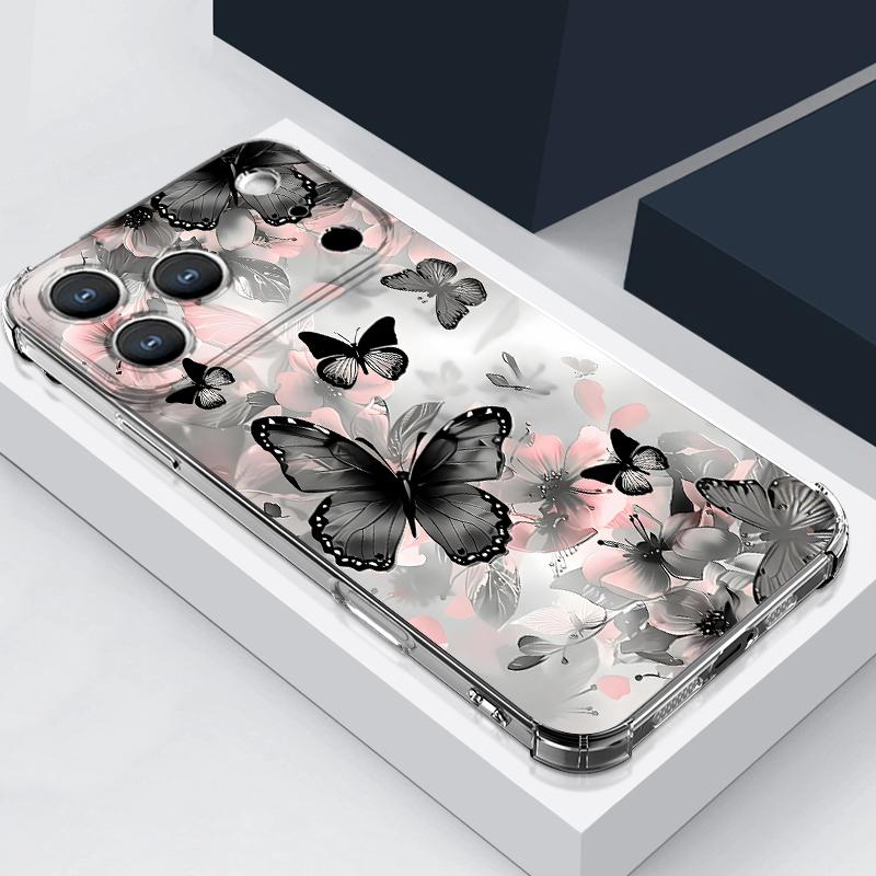 Multi-color Butterfly Pattern Case For iPhone 17 Pro Max Coque iPhone 16 15 14 13 Pro Max 11 Shockproof Clear Soft Silicone Cover
