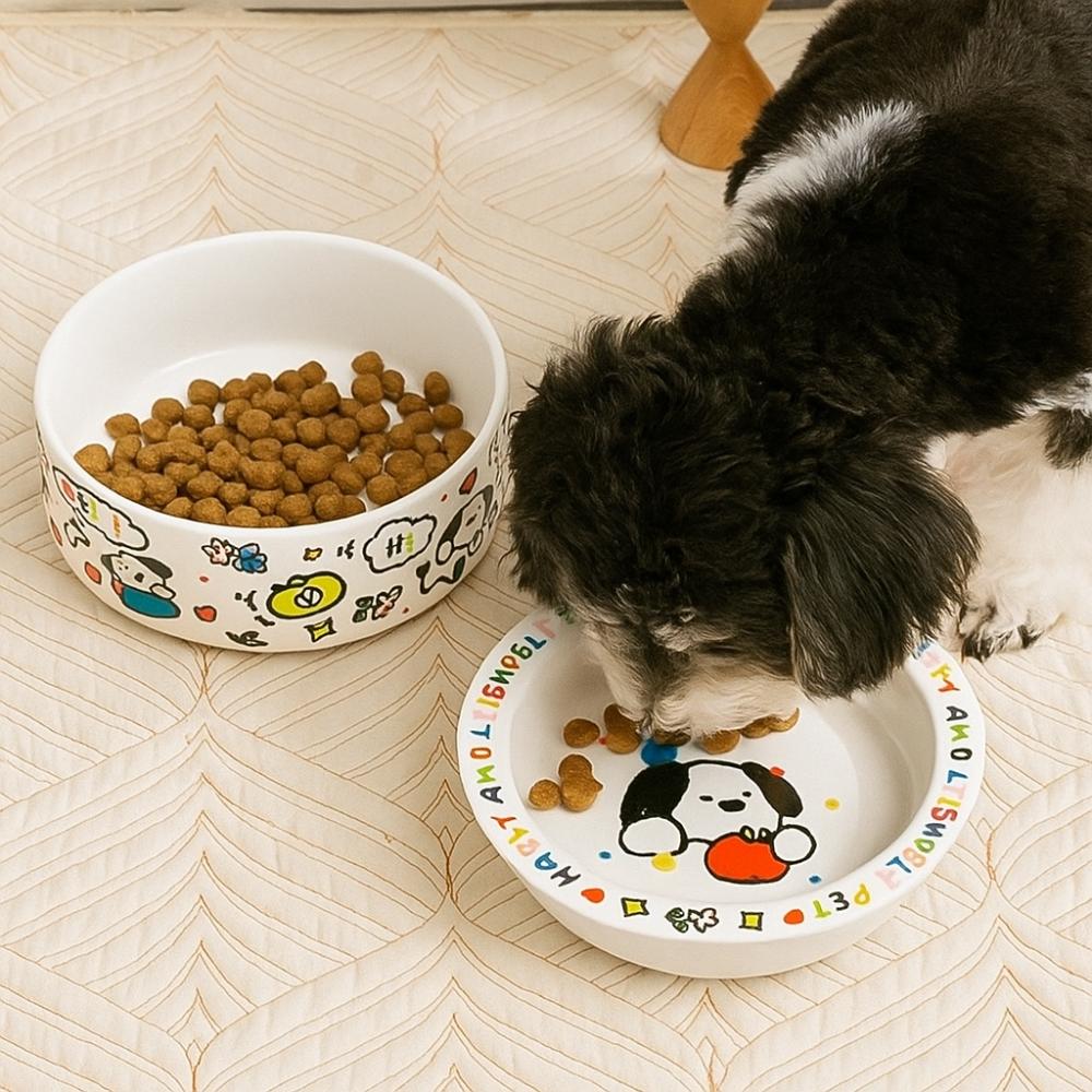 Anti-Tip Design Cat Food Bowl High Temperature Resistance Pet Food Bowl  Home Use